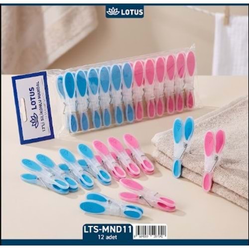 LOTUS 12 Lİ BÜYÜK SİLİKON MANDAL 144*