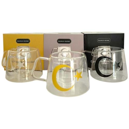 MANGO HOME BAYRAKLI CAM BARDAK 210 ML ÇİFT CİDARLI BARDAK *24