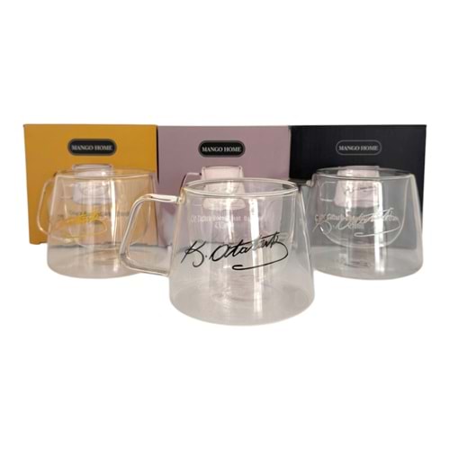 MANGO HOME ATATÜRK İMZALI CAM BARDAK 210 ML ÇİFT CİDARLI BARDAK *24