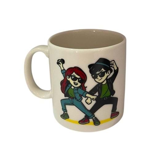 MANGO SEVGİLİLER DESEN MUG BARDAK PORSELEN