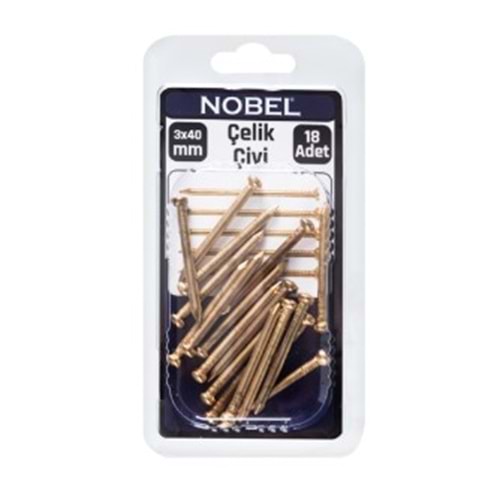 NOBEL FIX ÇELİK ÇİVİ 3 X 40 SARI 18 Lİ 12*