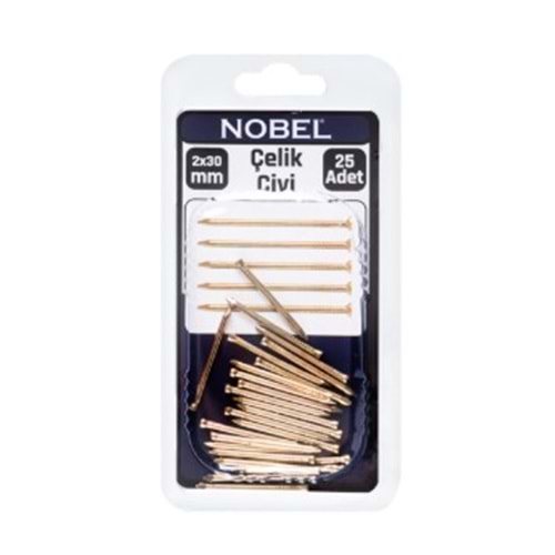 NOBEL FIX ÇELİK ÇİVİ 2 X 30 SARI 25 Lİ 12*