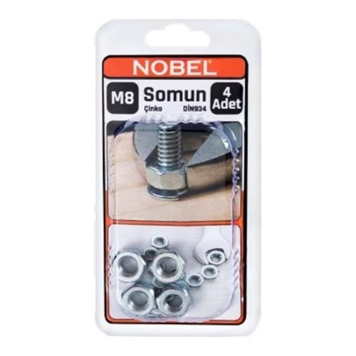 NOBEL FIX SOMUN M8 ÇİNKO ( DİN934 ) 4 LÜ 12*