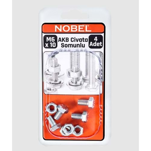 NOBEL FIX AKB CİVATA SOMUNLU M6 X 10 MM 4 LÜ