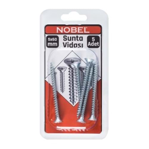 NOBEL FIX SUNTA VİDASI YHB 5 X 60 MM 5 Lİ