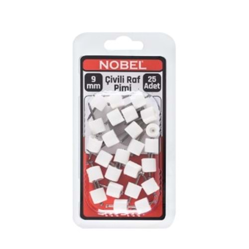 NOBEL FIX ÇİVİLİ RAF PİMİ BEYAZ Q9 MM 25 Lİ 12*