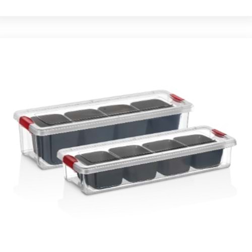 ORGANİZERS CLINK DİKDÖRTGEN BÖLMELİ SAKLAMA KABI SET ORGANİZER