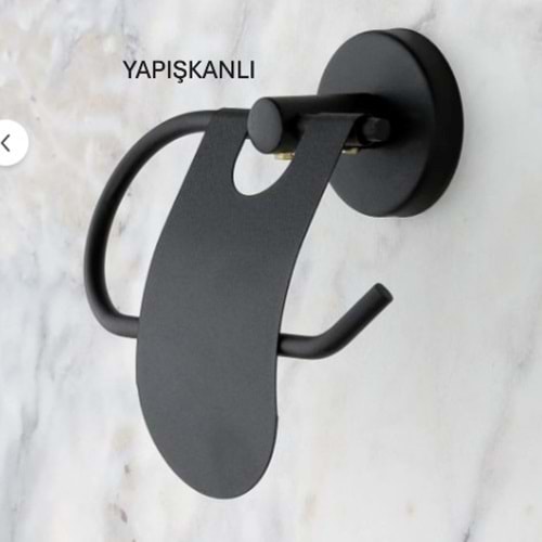 PRATİK YAPIŞKANLI SİYAH METAL KAPAKLI WC KAĞITLIK