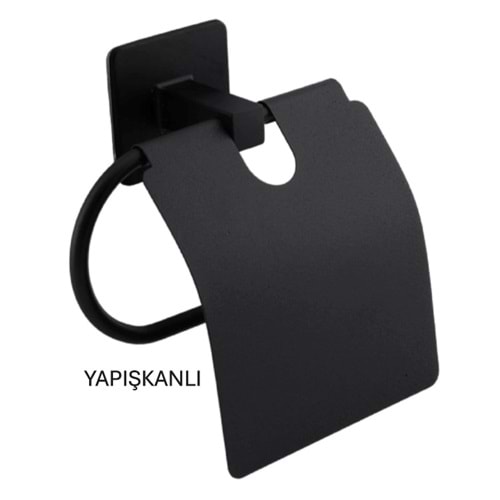 PRATİK YAPIŞKANLI SİYAH METAL KAPAKLI WC KAĞITLIK