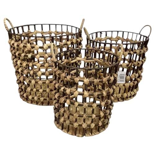 SD 3LÜ BÜYÜK ÇOK AMAÇLI HASIR SEPET 35X35 - 33X33 - 30X27CM