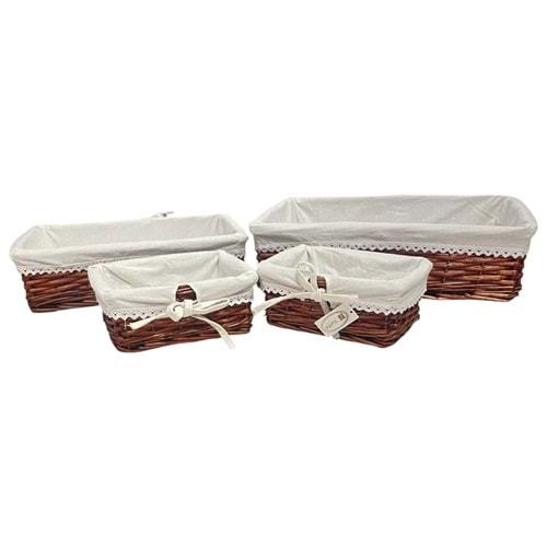 SD 4LÜ BEZLİ HASIR SEPET ORGANİZER 42X28 - 36*24 - 21X17 - 21X17CM