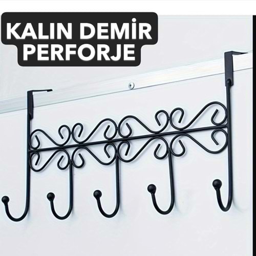 VOLİX FERFORJE KAPI ARKASI ASKI 5 Lİ SİYAH