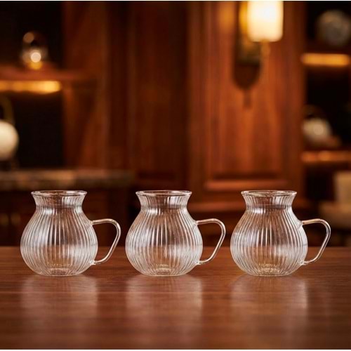 SAVOR 3LÜ KULPLU PİNTEREST MODEL TOMBUL KEYFİ ALA ÇAY BARDAĞI 200ML 48*