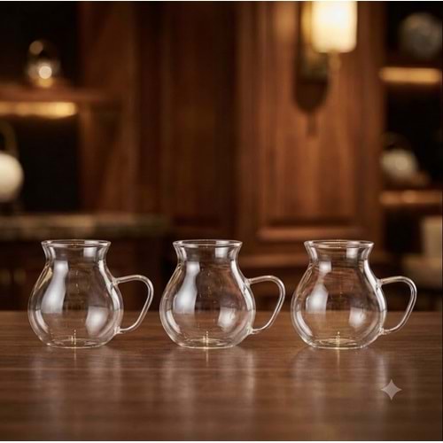 SAVOR 3LÜ KULPLU TOMBUL KEYFİ ALA ÇAY BARDAĞI 200ML 48*