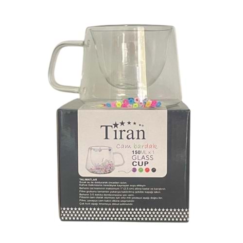 TİRAN CAM BARDAK 150 ML ÇİFT CİDARLI BARDAK *48