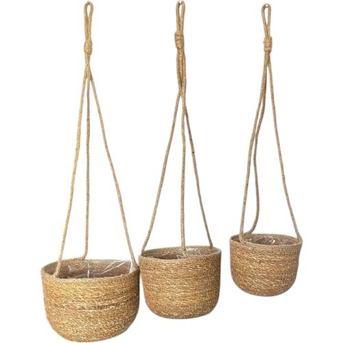 SD 3 LÜ ASKILI POŞETLİ SAKSI 18X21 - 16X19 - 15X17 CM