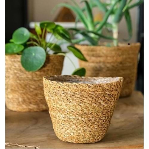 SD 3LÜ OVAL POŞETLİ HASIR SAKSI 25X20 - 22X18 - 20X16 CM