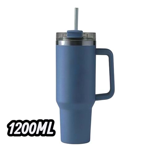 VADİ 1200ML 304 STAİNLESS STEEL KUPLU PİPETLİ TERMOS KUPA 25*