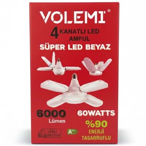 VOLEMİ 4 KANATLI LED AMPUL SÜPER LED BEYAZ