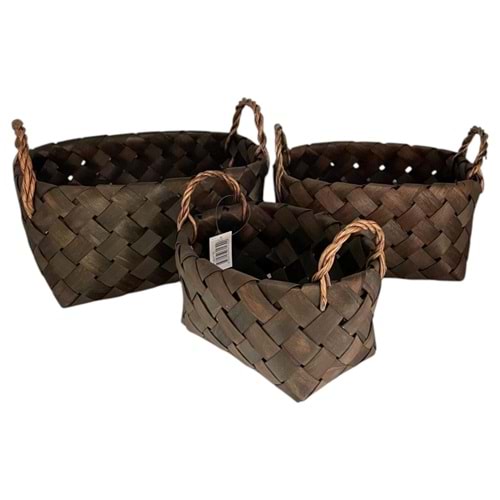 SD 3 LÜ SİYAH OVAL HASIR SEPET 16X33-14X30-12X24 CM 8*