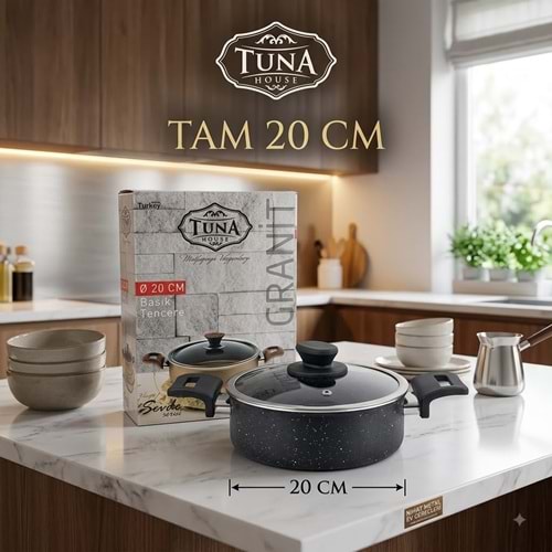 TUNA HAUSE SEVDE SERİSİ 20 CM GRANİT BASIK TENCERE