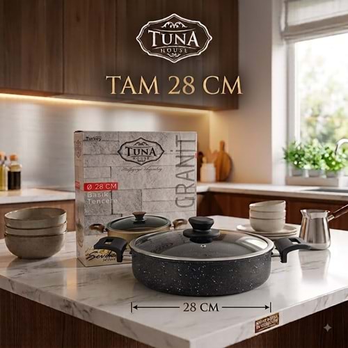 TUNA HAUSE SEVDE SERİSİ 28 CM GRANİT BASIK TENCERE