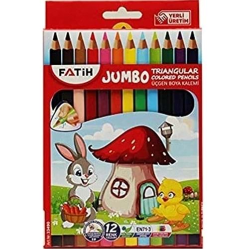 FATİH JUMBO ÜÇGEN BOYA KALEMİ 12 Lİ *6