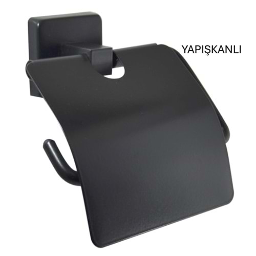 DELUX YAPIŞKANLI SİYAH METAL KAPAKLI WC KAĞITLIK