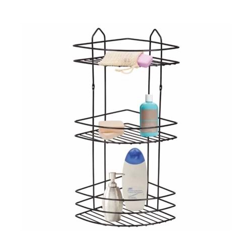 PERİLLA 3 KATLI BANYO KÖŞELİĞİ SİYAH PLS KAPLAMA