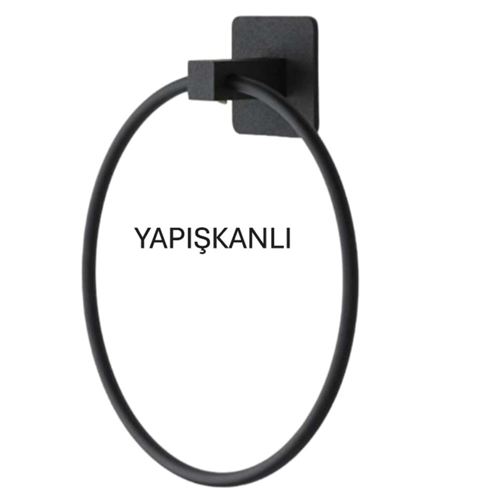 DELUX SİYAH METAL HAVLULUK YUVARLAK YAPIŞKANLI
