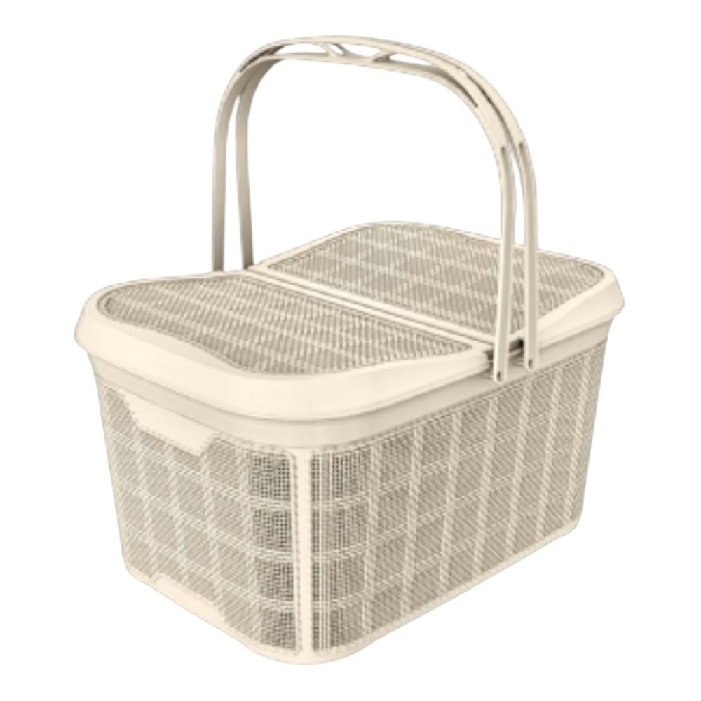 JUTE PİKNİK SEPETİ 26 LT (BEJ)