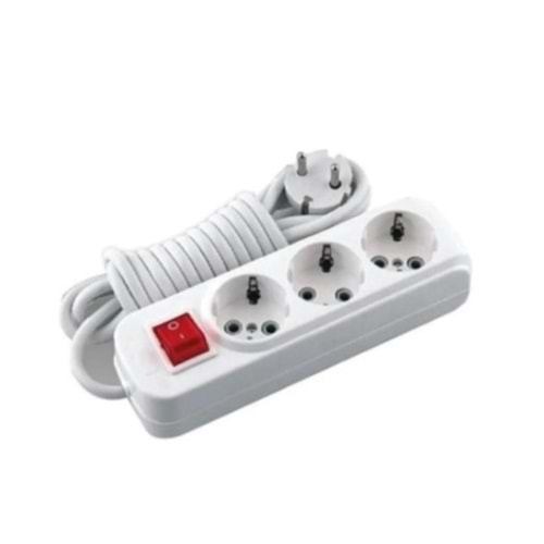 ASGRUP 3 LÜ TOPRAKLI GRUP PRİZ ANAHTARLI 5MT