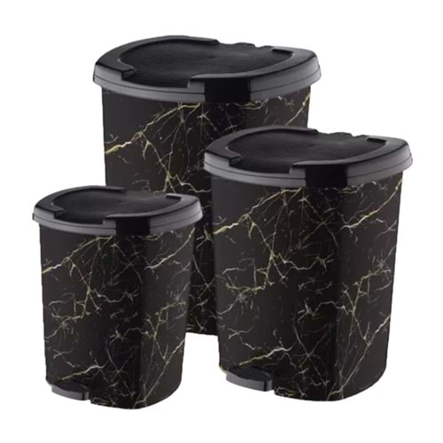 ASUDE 3 LÜ DESENLİ PEDALLI ÇÖP KOVASI *4