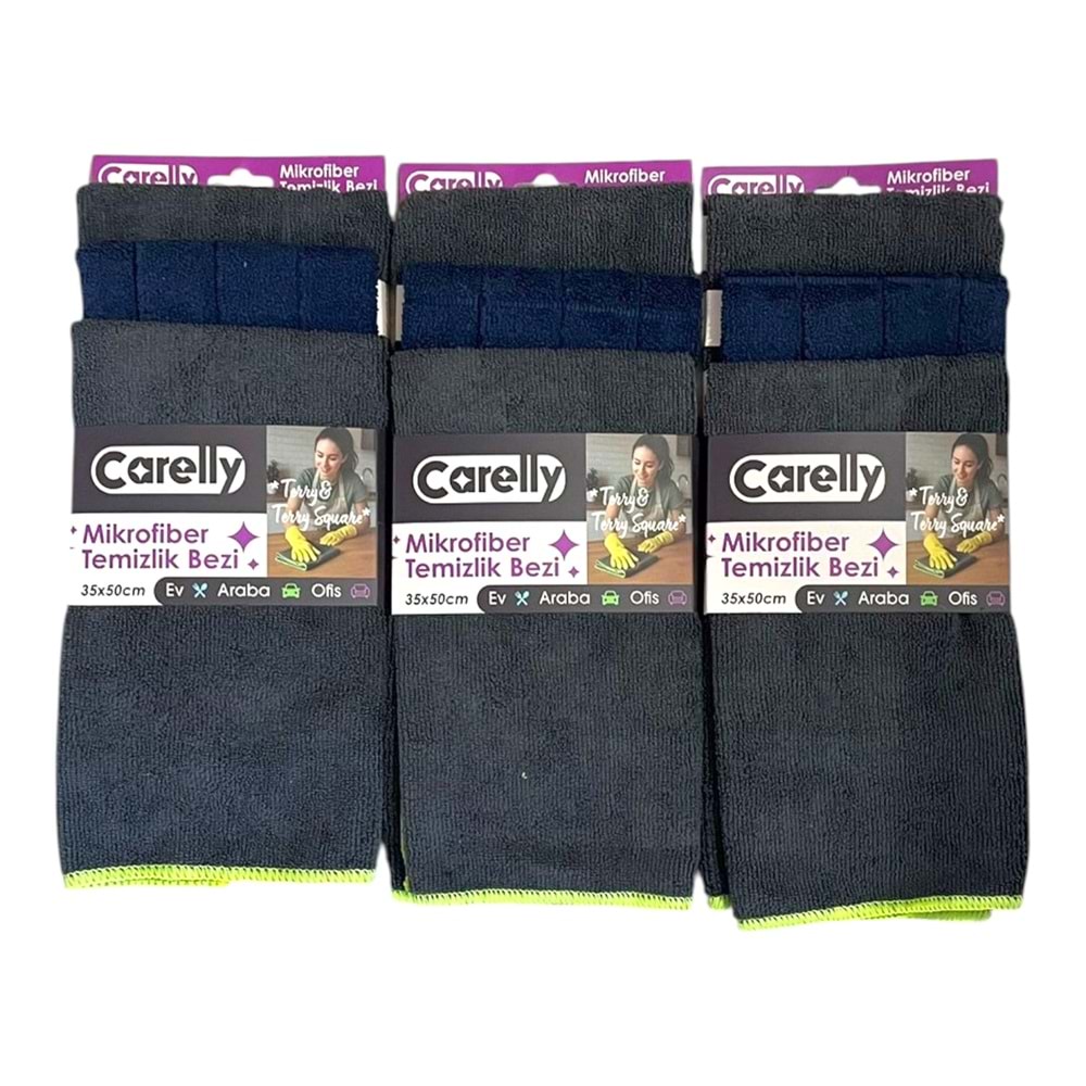 CARELLY MİKROFİBER TANK BEZ 3 LÜ CAR SET 35x50 *144