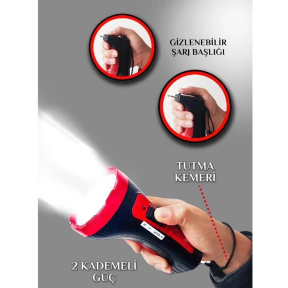 GOLD KAMA 10W BÜYÜK KAMBUR UZUN MESAFELİ LED EL FENERİ