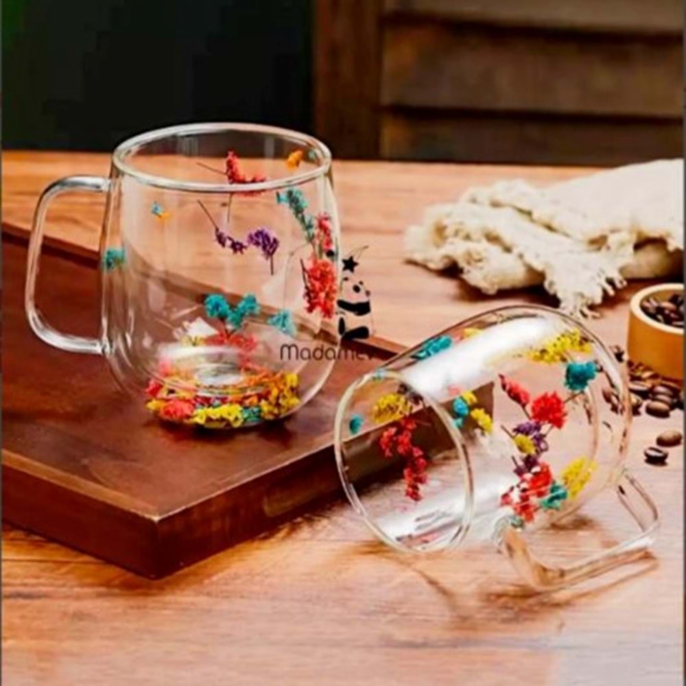 HAKDEM ÇİFT CİDARLI ÇİÇEKLİ BARDAK 100ML
