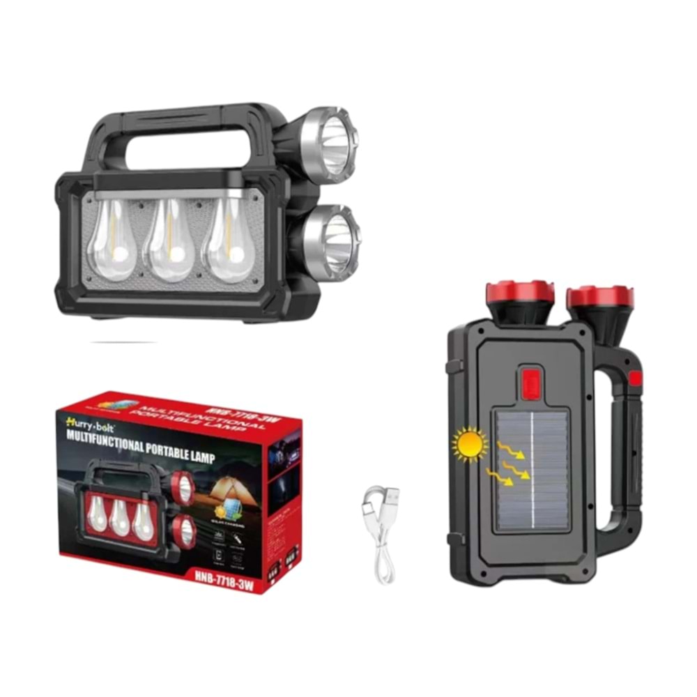 HURRY BOLT ÇOK FONKSİYONLU GÜNEŞ ENERJİLİ LED EL FENERİ IŞILDAK *42