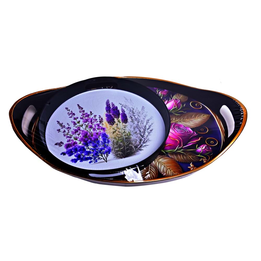 2 Lİ HİRA SİYAH TEPSİ BÜYÜK BOY *18