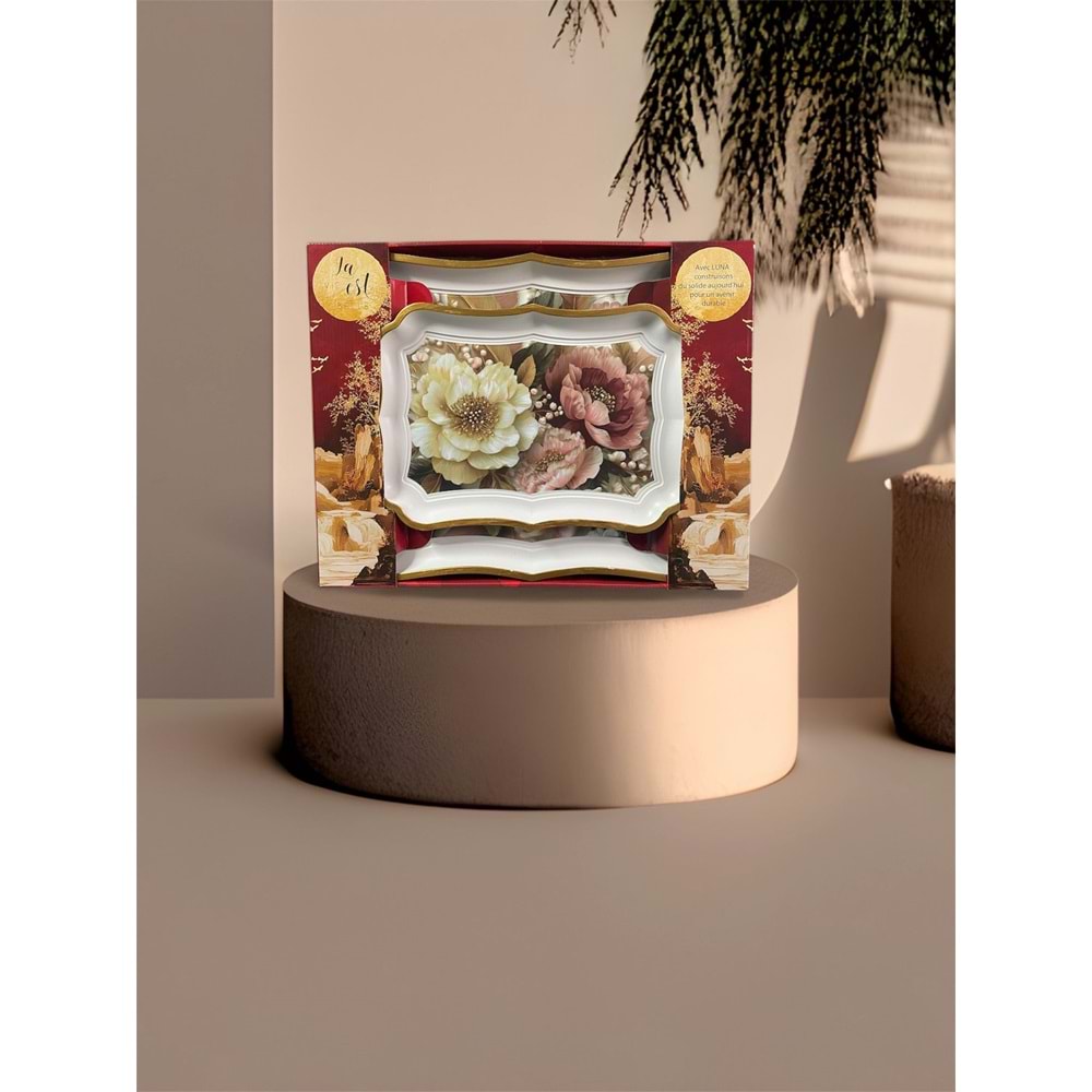 2 Lİ LÜX BEYAZ LUNA TEPSİ BÜYÜK BOY *12