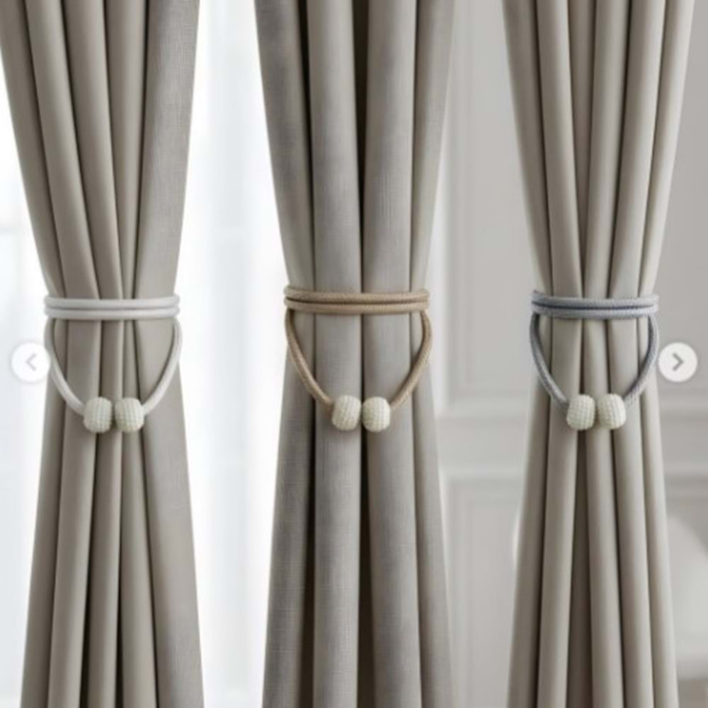 IVORY LÜKS MIKNATISLI PERDE MANDALI ÇİFTLİ 240SET*