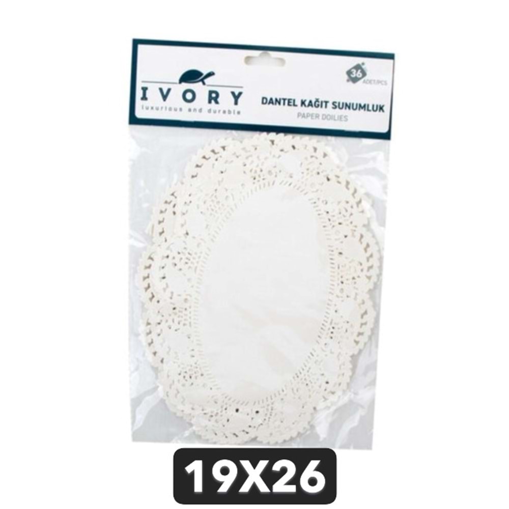 IVORY KAĞIT DANTEL SUNUMLUK OVAL 19X26 36LI 240*