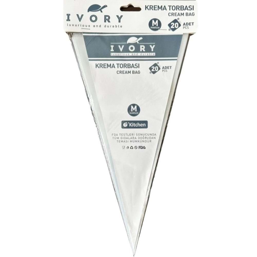 IVORY ŞEFFAF KREMA TORBASI 20Lİ PK150 300*