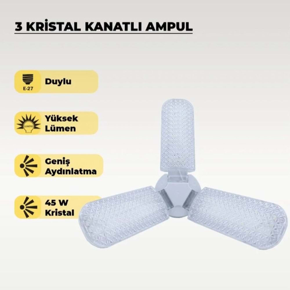 LAMPİST KRİSTAL PERVANE LED LAMBA