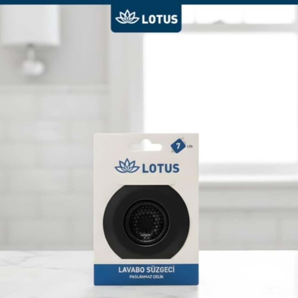 LOTUS 7 CM SİYAH LAVABO SÜZGECİ PK12 360*