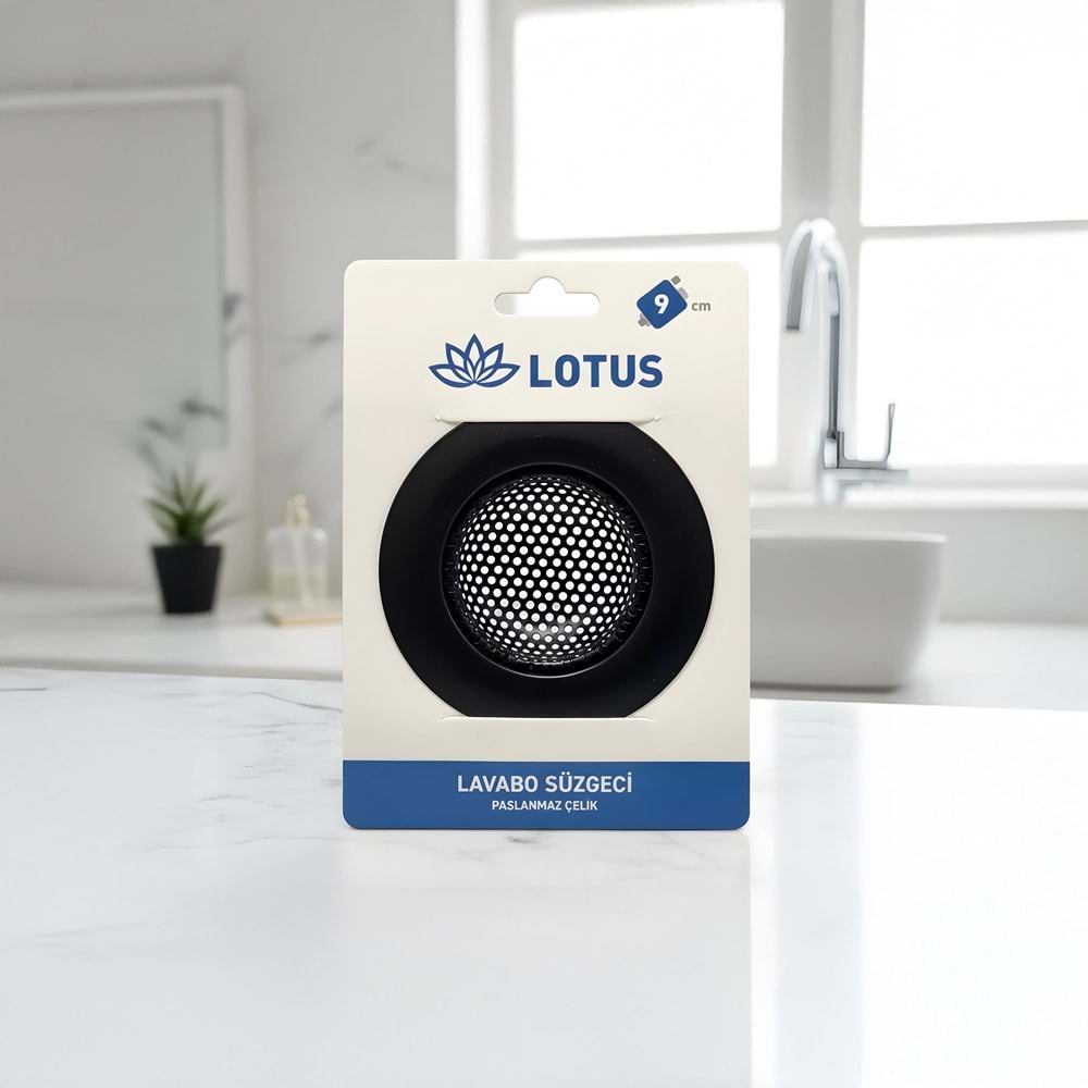 LOTUS 9 CM SİYAH LAVABO SÜZGECİ PK12 360*