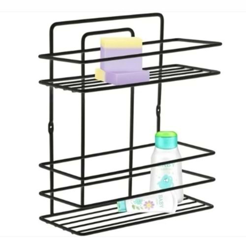 LV ŞAMPUANLIK 2Lİ SİYAH BANYO KÖŞESİ RAF *8