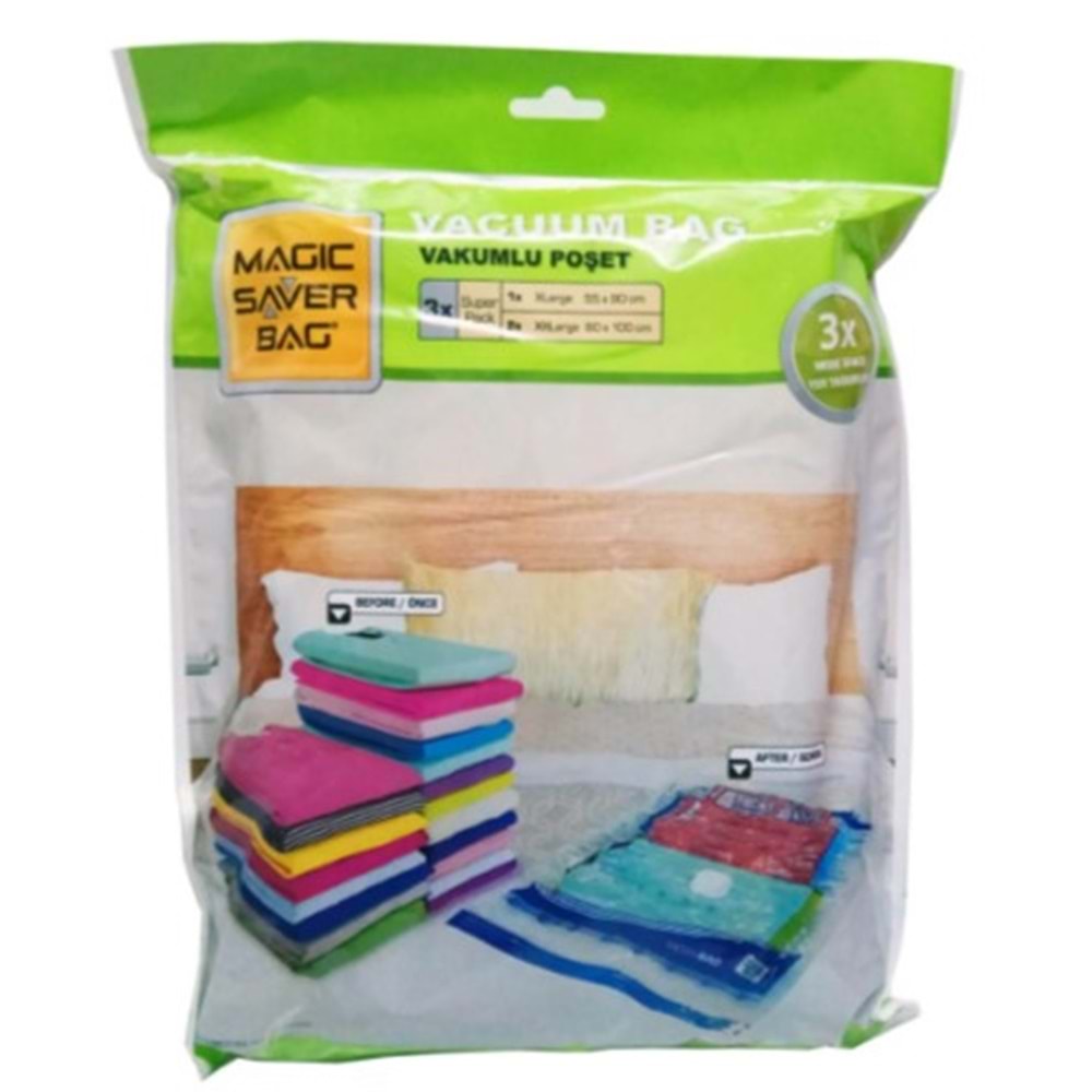 MAGIC SAVER SÜPER PACK 3 LÜ VAKUM POŞET HURÇ 1AD55X92 2AD80X110