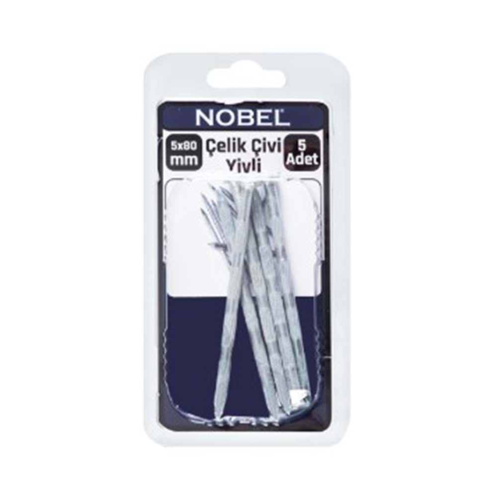 NOBEL FIX ÇELİK ÇİVİ 5 X 80 YİVLİ 5 Lİ 12*