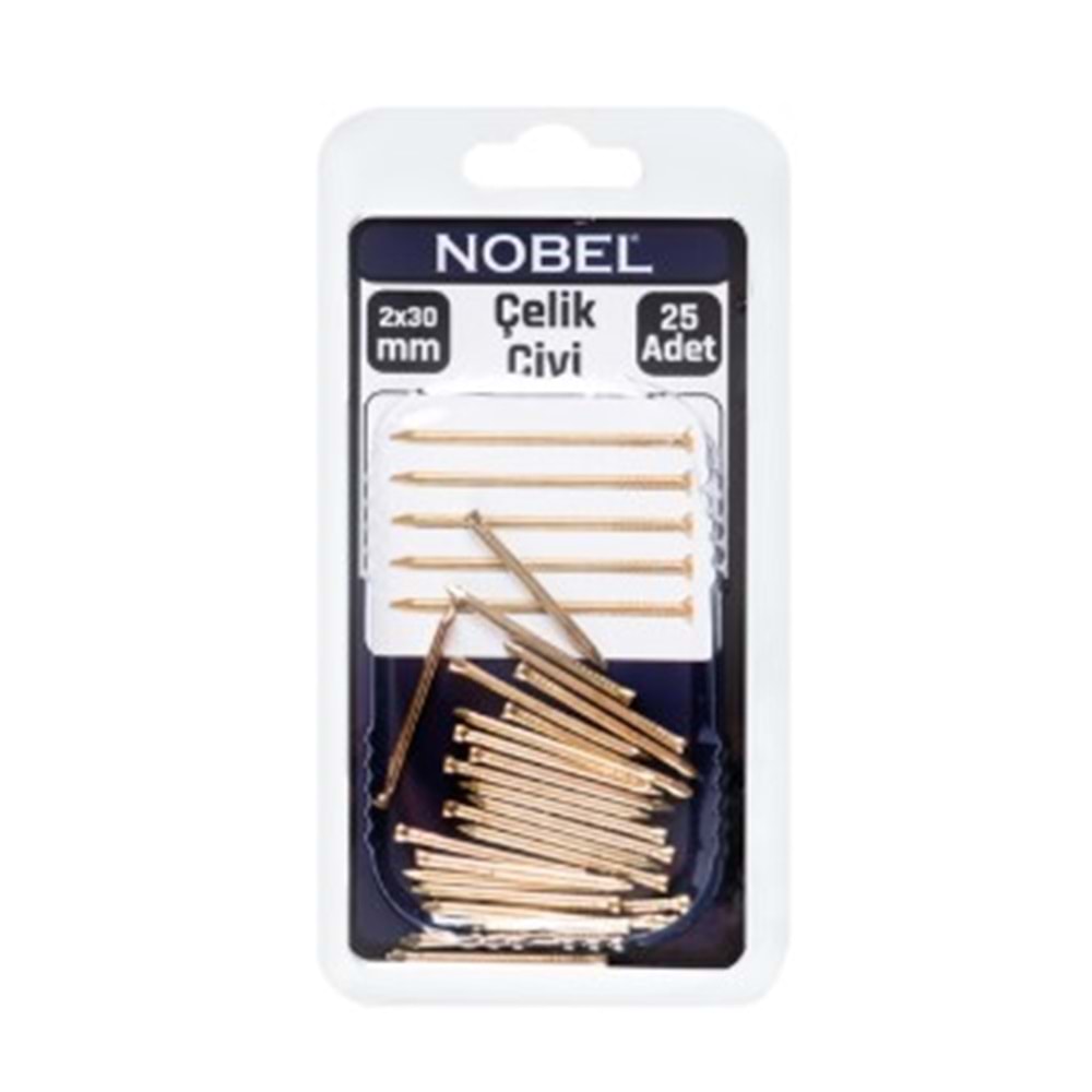 NOBEL FIX ÇELİK ÇİVİ 2 X 30 SARI 25 Lİ 12*