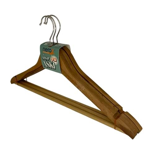 NEROX AHŞAP NATUREL ASKI 3'LÜ *40